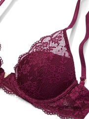 Victoria's Secret Kir Red Lace Half Pad Plunge Bra - Image 4 of 5