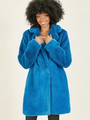 Yumi Blue Honey Faux Fur Coat - Image 1 of 4