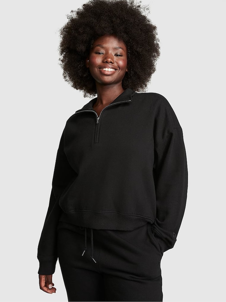 Victoria's Secret PINK Pure Black Fleece Sweatshirt - Image 1 of 4