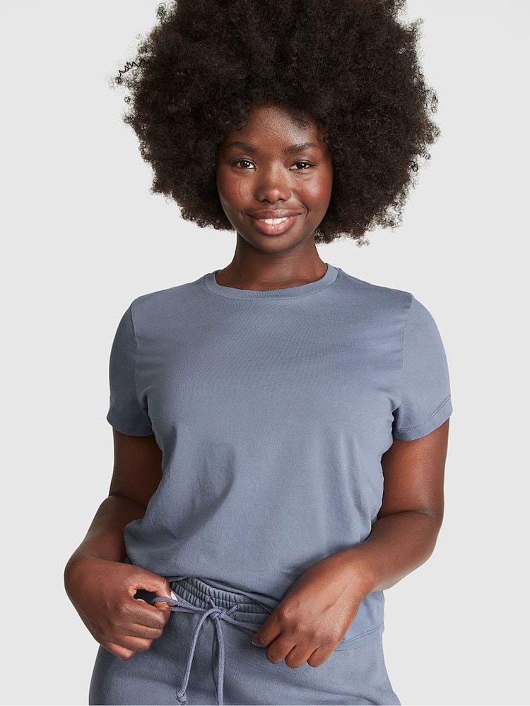 Victoria's Secret PINK Dusty Iris Blue Short Sleeve Dreamer T-Shirt - Image 1 of 4