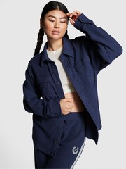 Victoria's Secret PINK Midnight Navy Blue Reverse Fleece Shacket - Image 1 of 3