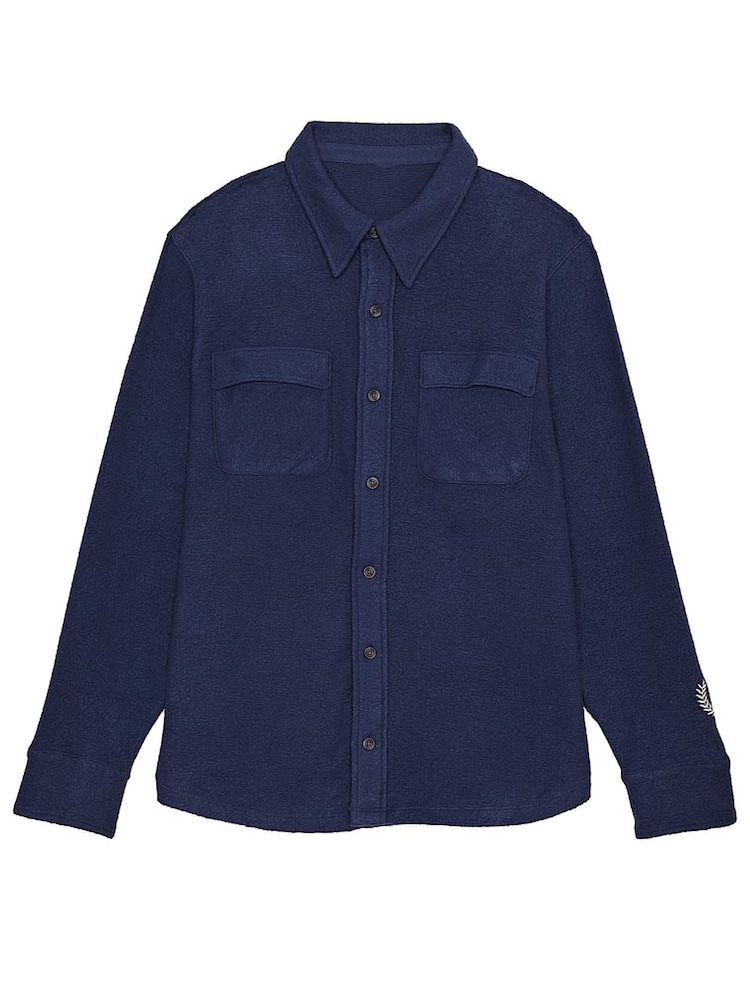 Victoria's Secret PINK Midnight Navy Blue Reverse Fleece Shacket - Image 3 of 3
