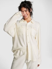Victoria's Secret PINK Creamer White Reverse Fleece Shacket - Image 1 of 4