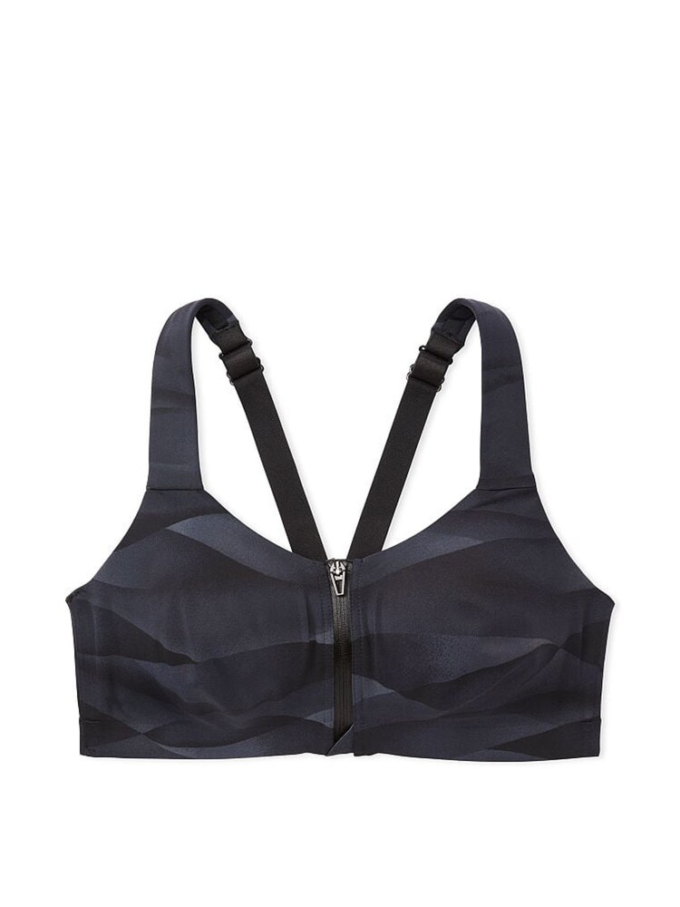 Victoria's Secret Black Grey Wave Smooth Front Fastening Wired High Impact Sports Bra - Image 4 of 4