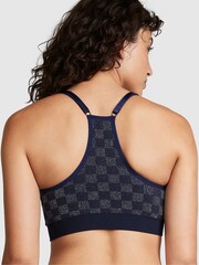 Victoria's Secret PINK Midnight Navy Checkered Blue Non Wired Lightly Lined Seamless Sports Bra - Image 2 of 4