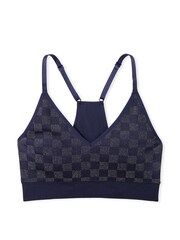 Victoria's Secret PINK Midnight Navy Checkered Blue Non Wired Lightly Lined Seamless Sports Bra - Image 4 of 4
