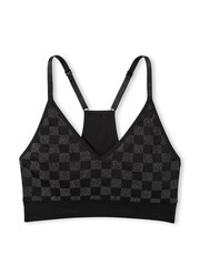 Victoria's Secret PINK Pure Black Checkered Non Wired Lightly Lined Seamless Sports Bra - Image 4 of 4