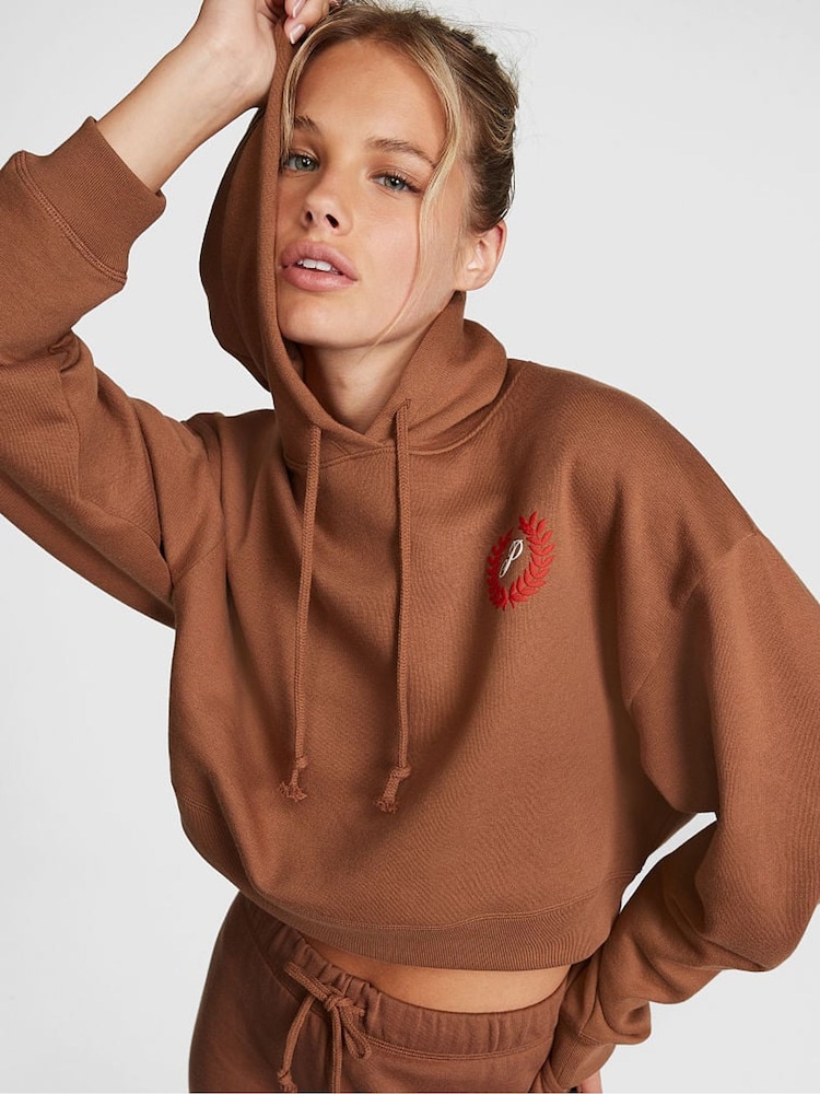 Victoria's Secret PINK Caramel Kiss Brown Cropped Hoodie - Image 1 of 4