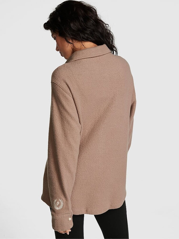 Victoria's Secret PINK Iced Coffee Brown Reverse Fleece Shacket - Image 2 of 4