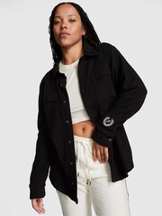Victoria's Secret PINK Black Reverse Fleece Shacket - Image 1 of 3