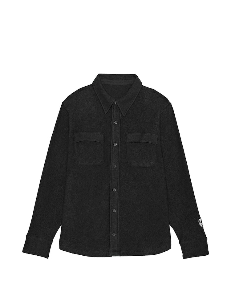 Victoria's Secret PINK Black Reverse Fleece Shacket - Image 3 of 3