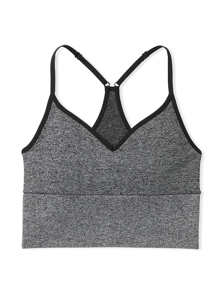 Victoria's Secret PINK Pure Black Marl Cropped Low Impact Sports Bra - Image 2 of 2 Victoria's Secret PINK Pure Black Marl Cropped Low Impact Sports Bra - Image 2 of 2