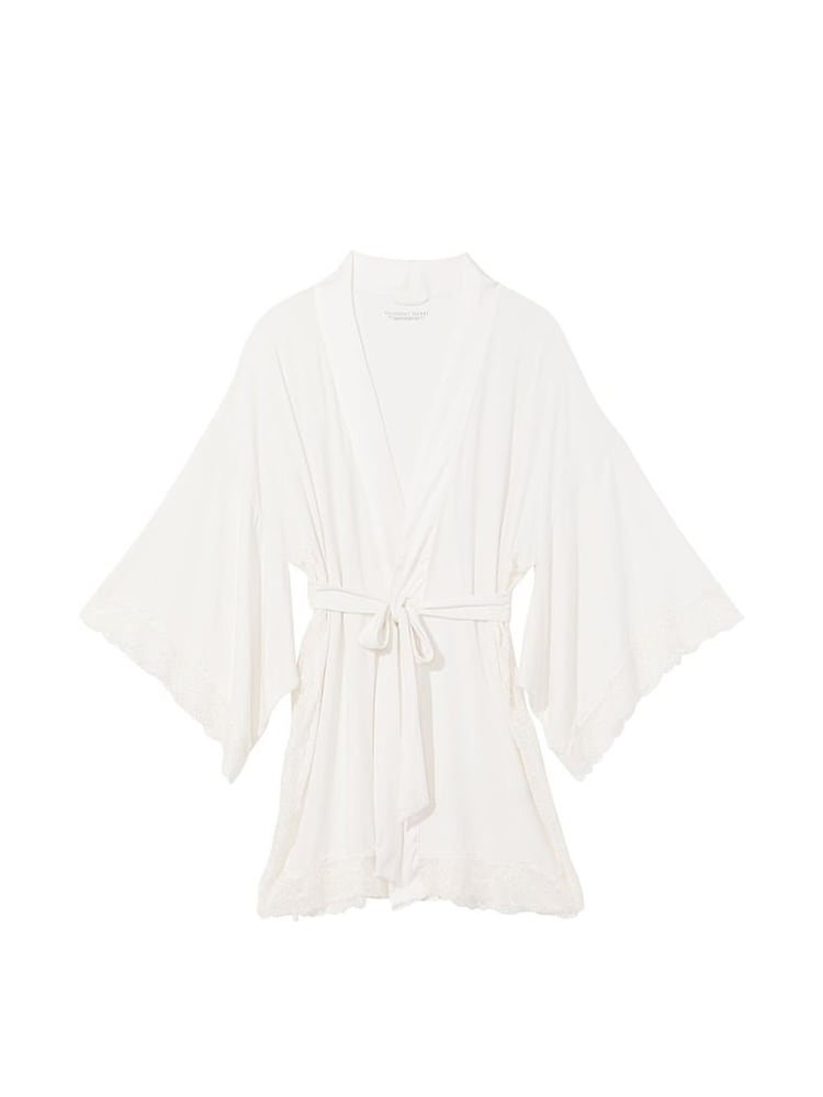 Victoria's Secret Coconut White Modal Lace Robe - Image 3 of 3