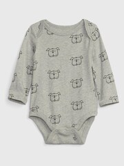 Gap Light Grey Graphic Long Sleeve Baby Bodysuit - Image 1 of 1