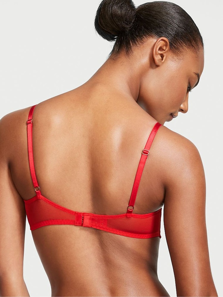 Victoria's Secret Lipstick Red Lace Lightly Lined Demi Bra - Image 2 of 3 Victoria's Secret Lipstick Red Lace Lightly Lined Demi Bra - Image 2 of 3