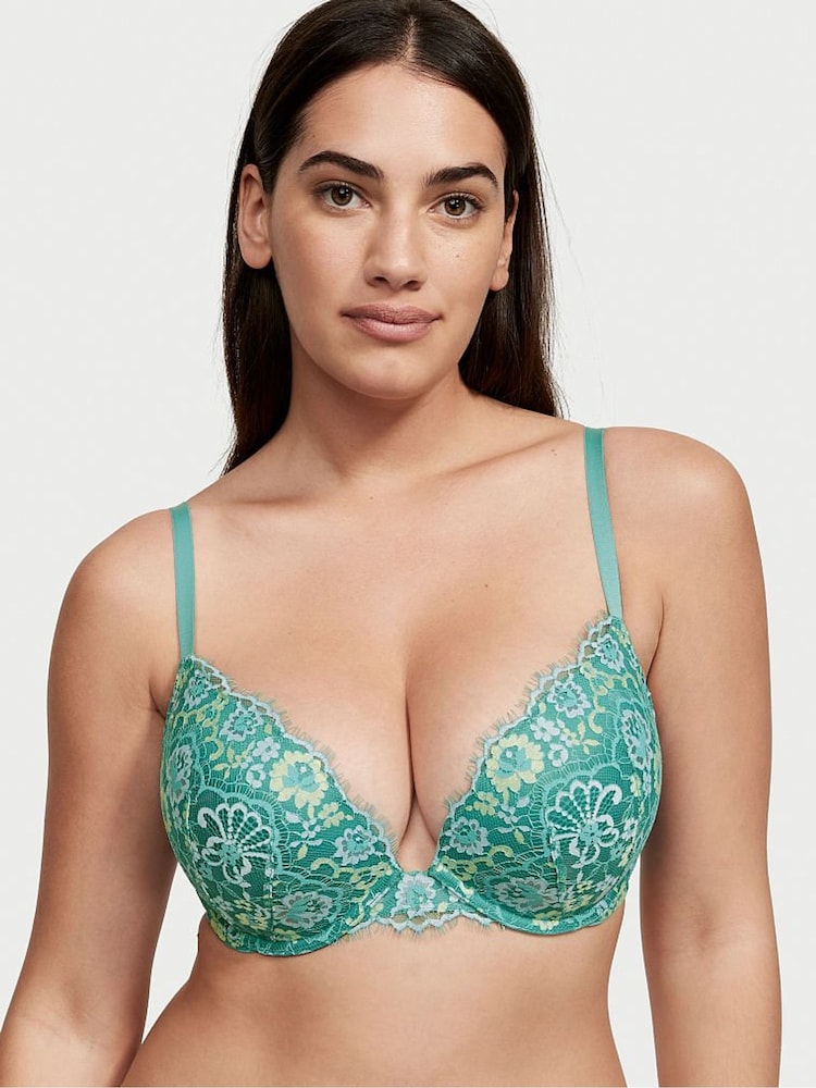 Victoria's Secret Runaway Teal Blue Lace Push Up Bra - Image 1 of 4
