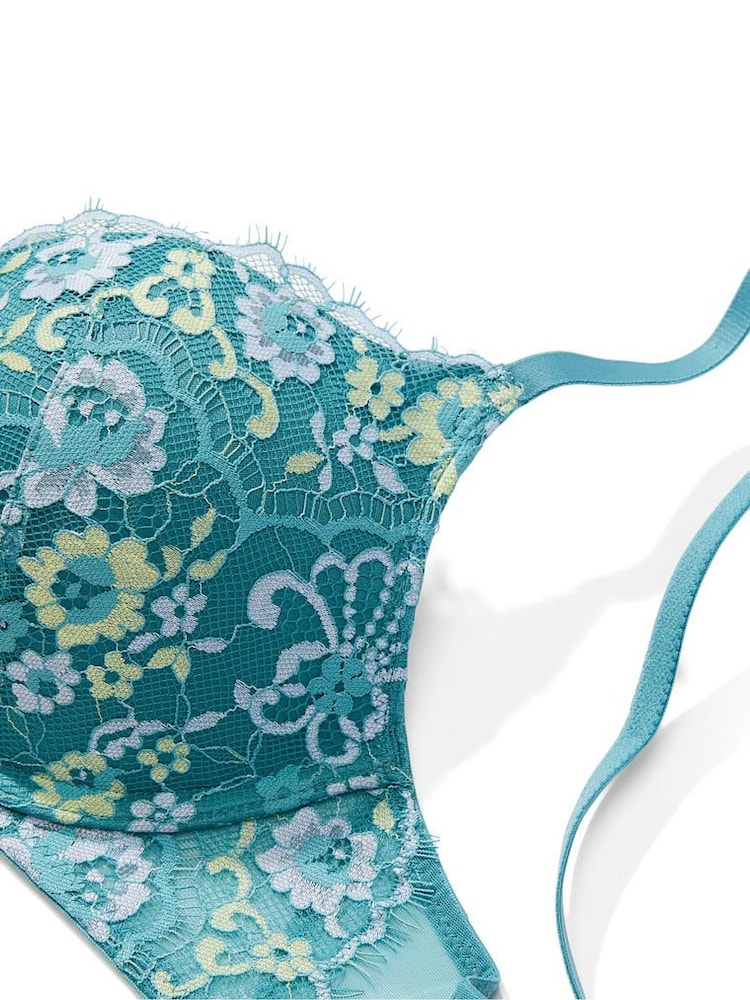 Victoria's Secret Runaway Teal Blue Lace Push Up Bra - Image 4 of 4