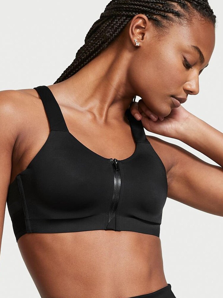 Victoria's Secret Black High Impact Racerback Zip Up Sports Bra - Image 1 of 1