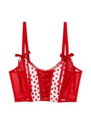 Victoria's Secret Red Unlined Lace Up Heart Print Corset Bra Top - Image 3 of 3
