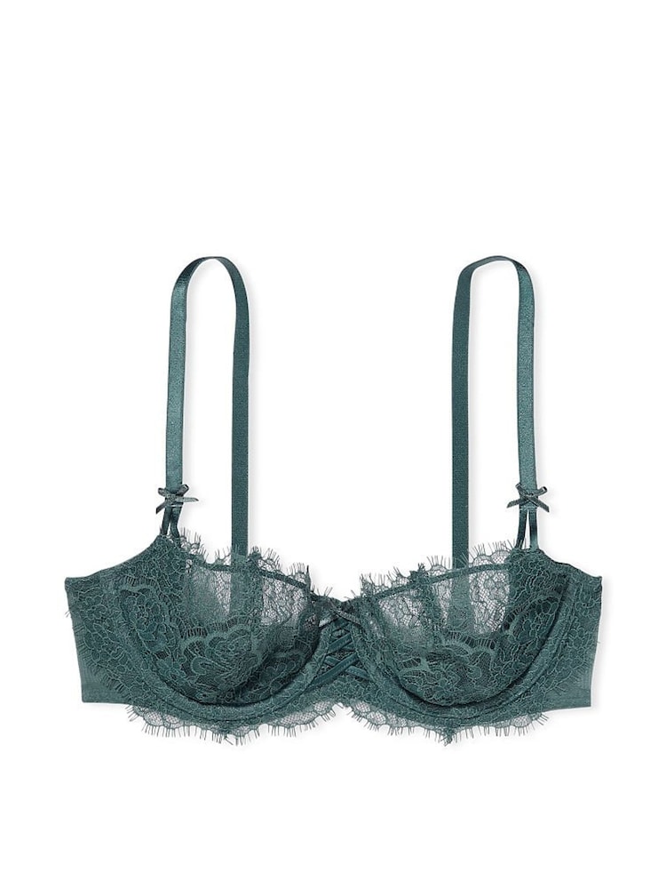 Victoria's Secret Midnight Jade Blue Lace Unlined Balcony Bra - Image 3 of 3 Victoria's Secret Midnight Jade Blue Lace Unlined Balcony Bra - Image 3 of 3