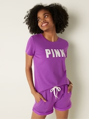 Victoria's Secret PINK Neon Purple Classic Logo Everyday Tee - Image 1 of 4