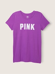 Victoria's Secret PINK Neon Purple Classic Logo Everyday Tee - Image 3 of 4