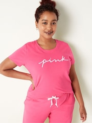 Victoria's Secret PINK Capri Pink Script Logo Everyday Tee - Image 1 of 4