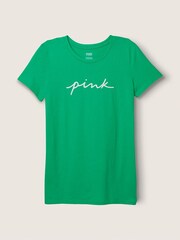 Victoria's Secret PINK Electric Green Script Logo Everyday Tee - Image 3 of 4