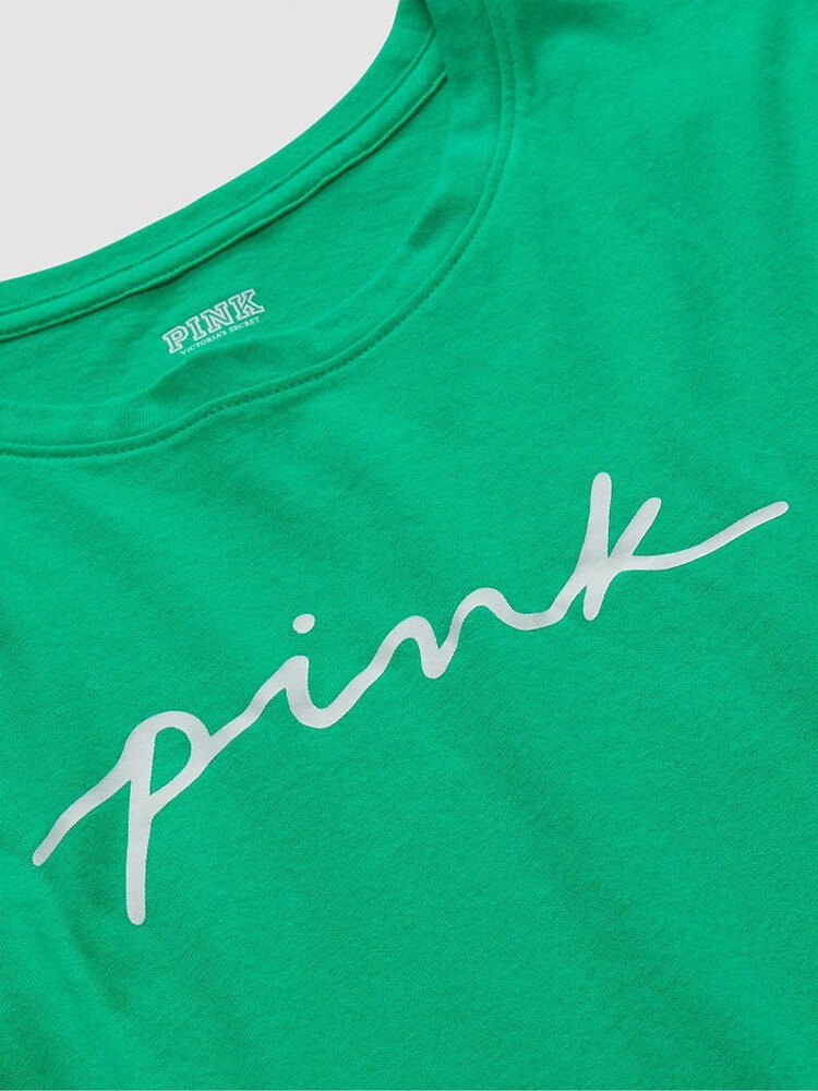 Victoria's Secret PINK Electric Green Script Logo Everyday Tee - Image 4 of 4