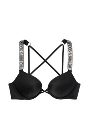 Victoria's Secret Black Add 2 Cups Push Up Shine Strap Swim Bikini Top - Image 3 of 3