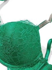 Victoria's Secret Lucky Clover Green Lace Shine Strap Plunge Push Up Bra - Image 4 of 4