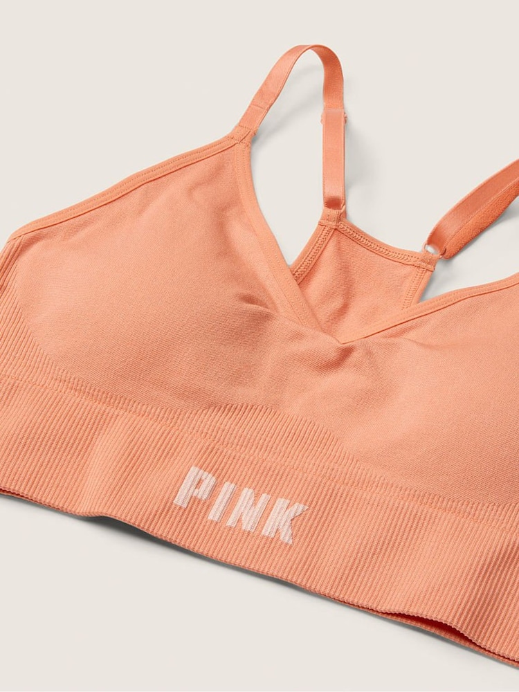 Victoria's Secret PINK Coral Cream Orange Seamless Lightly Lined Low Impact Sports Bra - Image 4 of 4 Victoria's Secret PINK Coral Cream Orange Seamless Lightly Lined Low Impact Sports Bra - Image 4 of 4