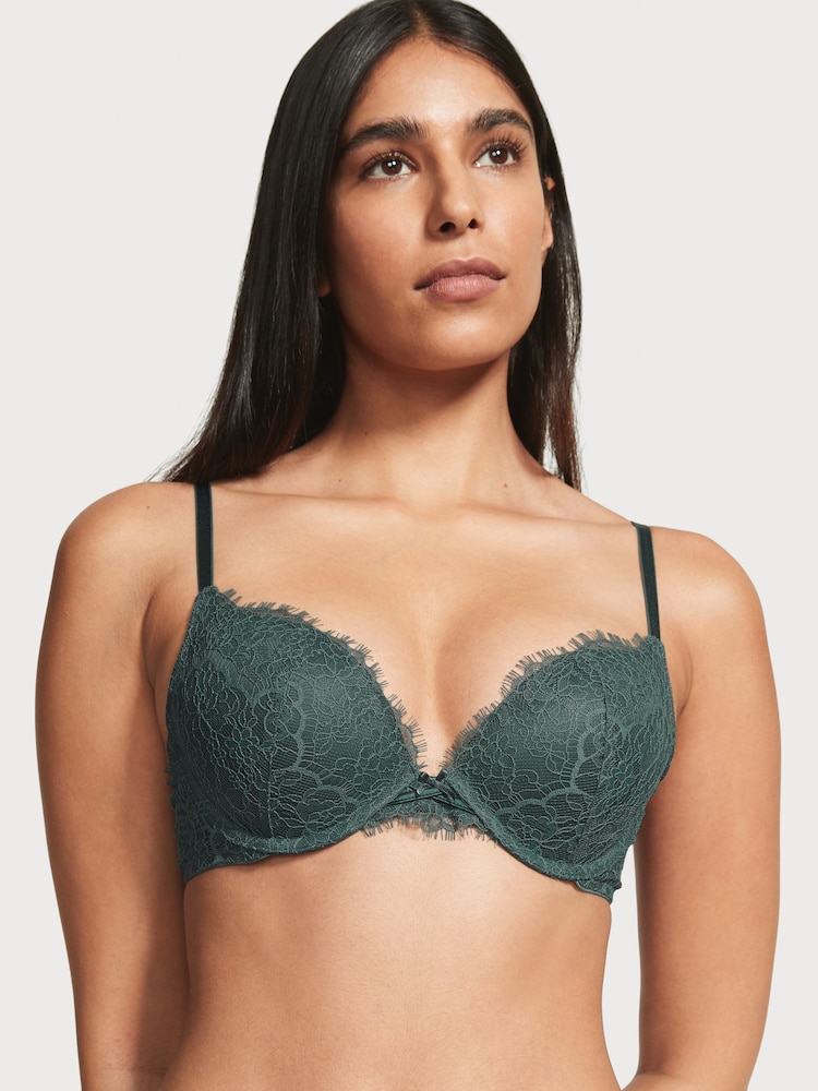 Victoria's Secret Midnight Jade Green Lace Push Up Bra - Image 1 of 3 Victoria's Secret Midnight Jade Green Lace Push Up Bra - Image 1 of 3