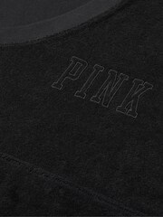Victoria's Secret PINK Pure Black Varsity Terry V Neck Sweatshirt - Image 4 of 4