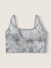 Victoria's Secret PINK Grey Tint Batik Tie Dye Seamless Lightly Lined Low Impact Sport Crop Top - Image 1 of 1