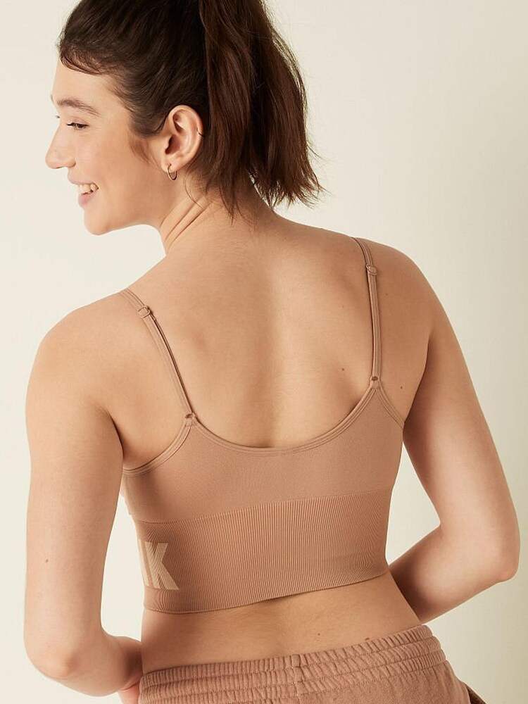 Victoria's Secret PINK Mocha Latte Nude Seamless Lightly Lined Low Impact Sports Bra - Image 2 of 4