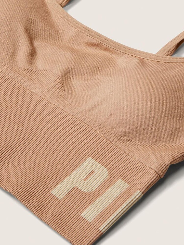 Victoria's Secret PINK Mocha Latte Nude Seamless Lightly Lined Low Impact Sports Bra - Image 4 of 4