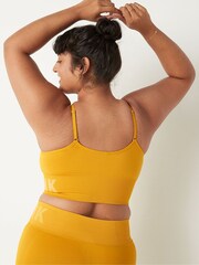 Victoria's Secret PINK Golden Mustard Yellow Seamless Lightly Lined Low Impact Sport Crop Top - Image 2 of 4