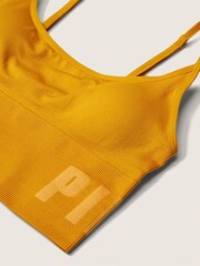 Victoria's Secret PINK Golden Mustard Yellow Seamless Lightly Lined Low Impact Sport Crop Top - Image 4 of 4
