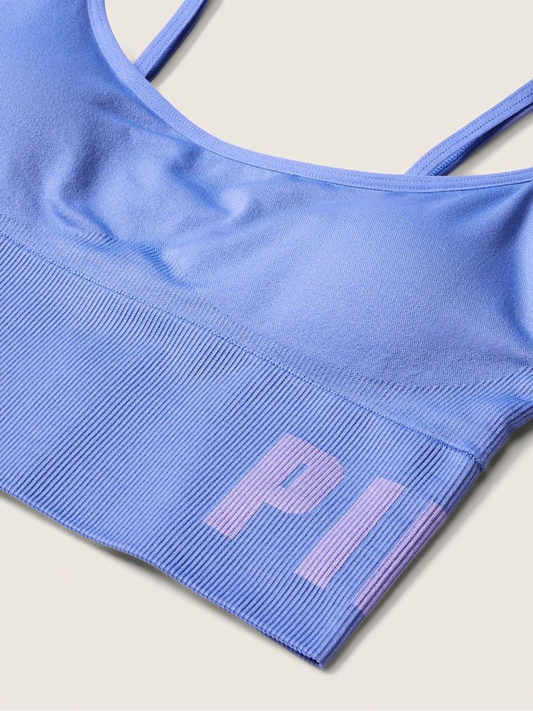 Victoria's Secret PINK Blue Dawn Seamless Lightly Lined Low Impact Sport Crop Top - Image 4 of 4
