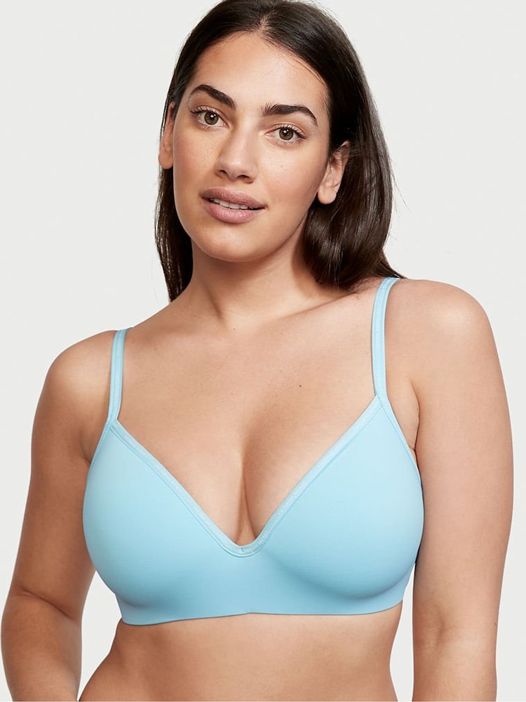 Victoria's Secret Breaker Blue Smooth Logo Strap Lightly Lined Non Wired T-Shirt Bra - Image 1 of 3 Victoria's Secret Breaker Blue Smooth Logo Strap Lightly Lined Non Wired T-Shirt Bra - Image 1 of 3