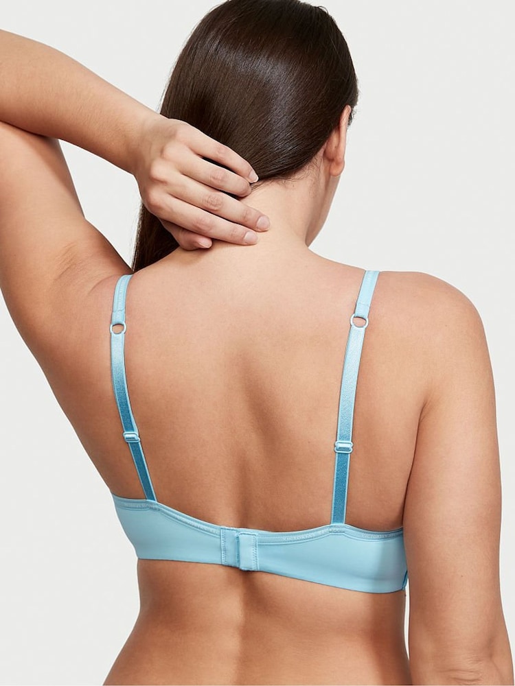Victoria's Secret Breaker Blue Smooth Logo Strap Lightly Lined Non Wired T-Shirt Bra - Image 2 of 3 Victoria's Secret Breaker Blue Smooth Logo Strap Lightly Lined Non Wired T-Shirt Bra - Image 2 of 3