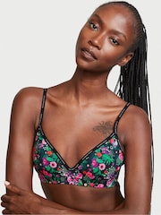 Victoria's Secret Black Roses In The Garden Smooth Logo Strap Lightly Lined Non Wired T-Shirt Bra - Image 1 of 4