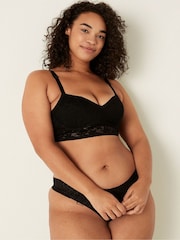 Victoria's Secret PINK Pure Black Lace Wired Push Up Bralette - Image 1 of 4