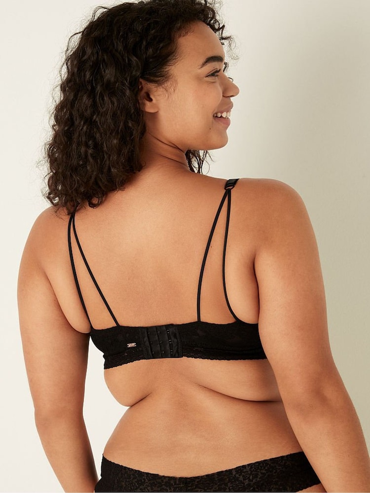 Victoria's Secret PINK Pure Black Lace Wired Push Up Bralette - Image 2 of 4 Victoria's Secret PINK Pure Black Lace Wired Push Up Bralette - Image 2 of 4
