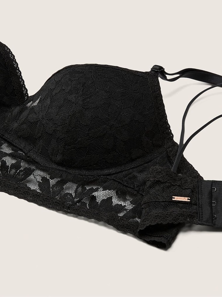 Victoria's Secret PINK Pure Black Lace Wired Push Up Bralette - Image 4 of 4 Victoria's Secret PINK Pure Black Lace Wired Push Up Bralette - Image 4 of 4