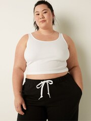 Victoria's Secret PINK Optic White Crop Ribbed Tank Top - Image 1 of 4