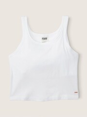 Victoria's Secret PINK Optic White Crop Ribbed Tank Top - Image 3 of 4