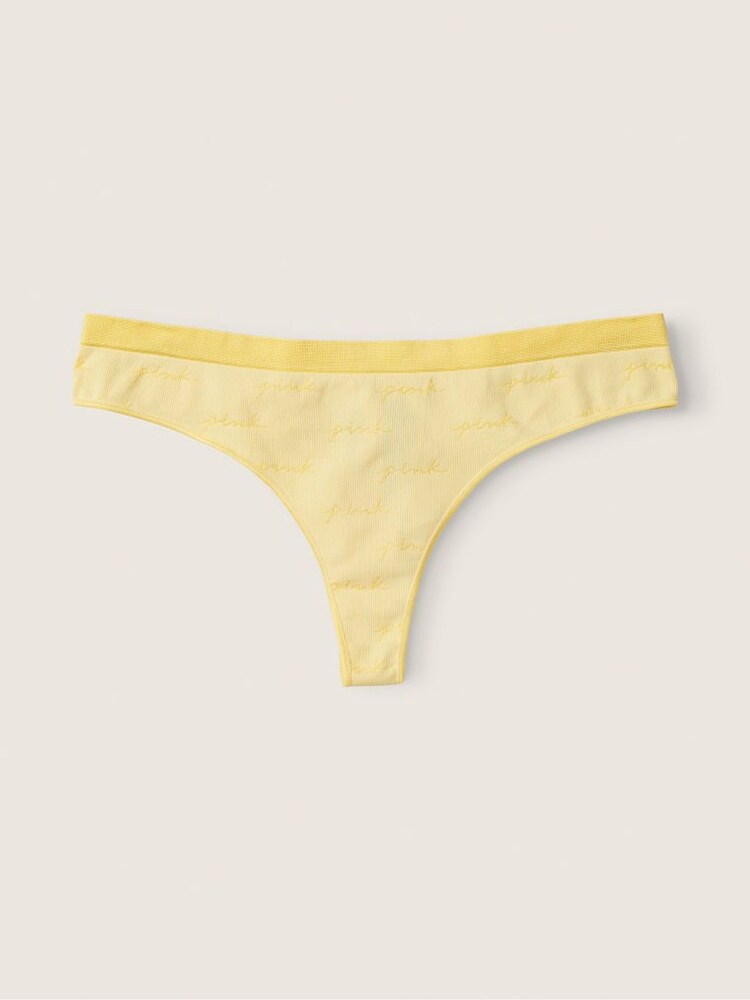 Victoria's Secret PINK Pale Yellow Seamless Thong Knickers - Image 1 of 1