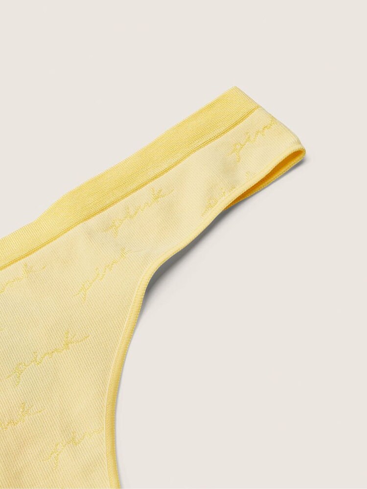 Victoria's Secret PINK Pale Yellow Seamless Thong Knickers - Image 2 of 2